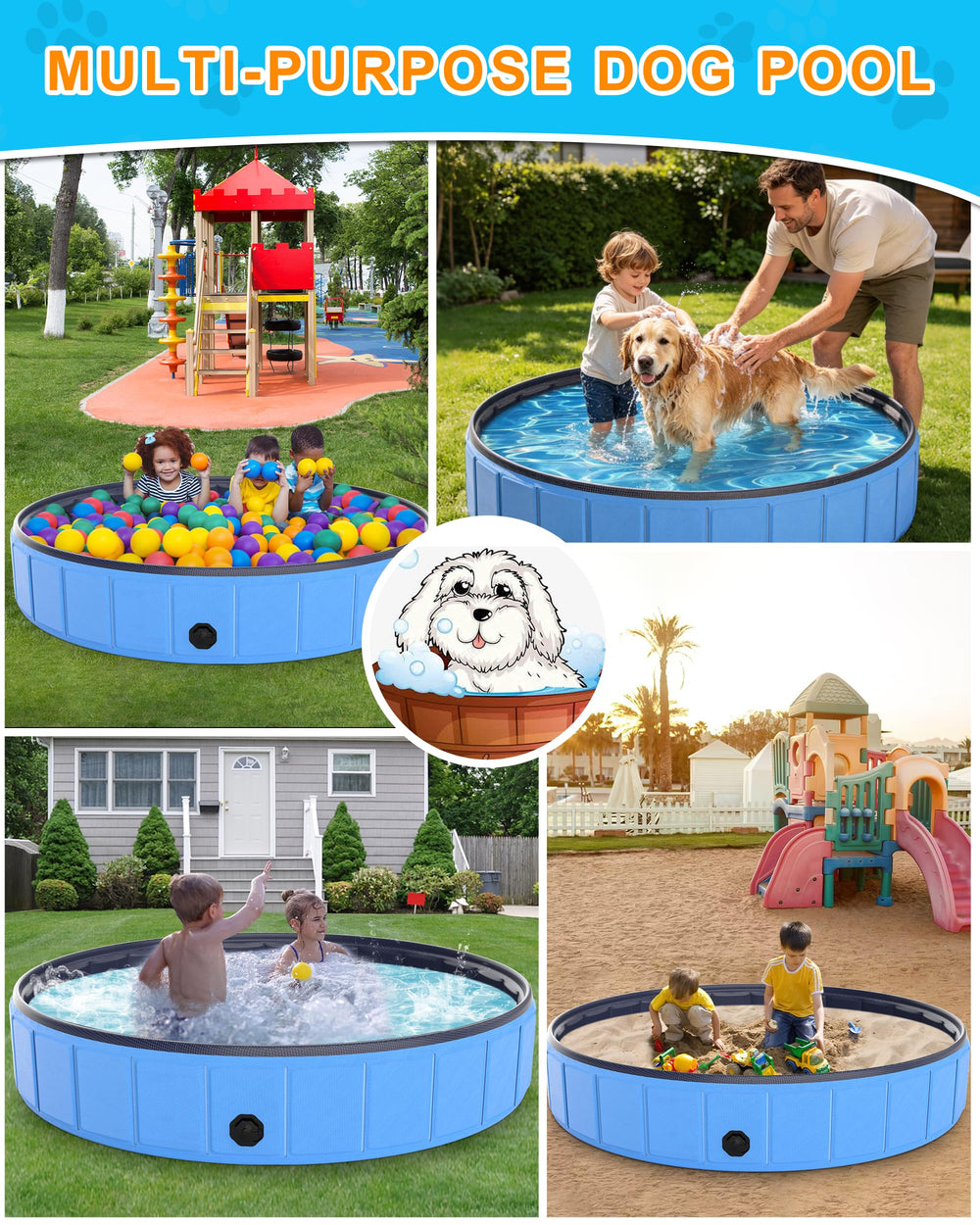 Instraella pool setup shows spacious play area for big pets.