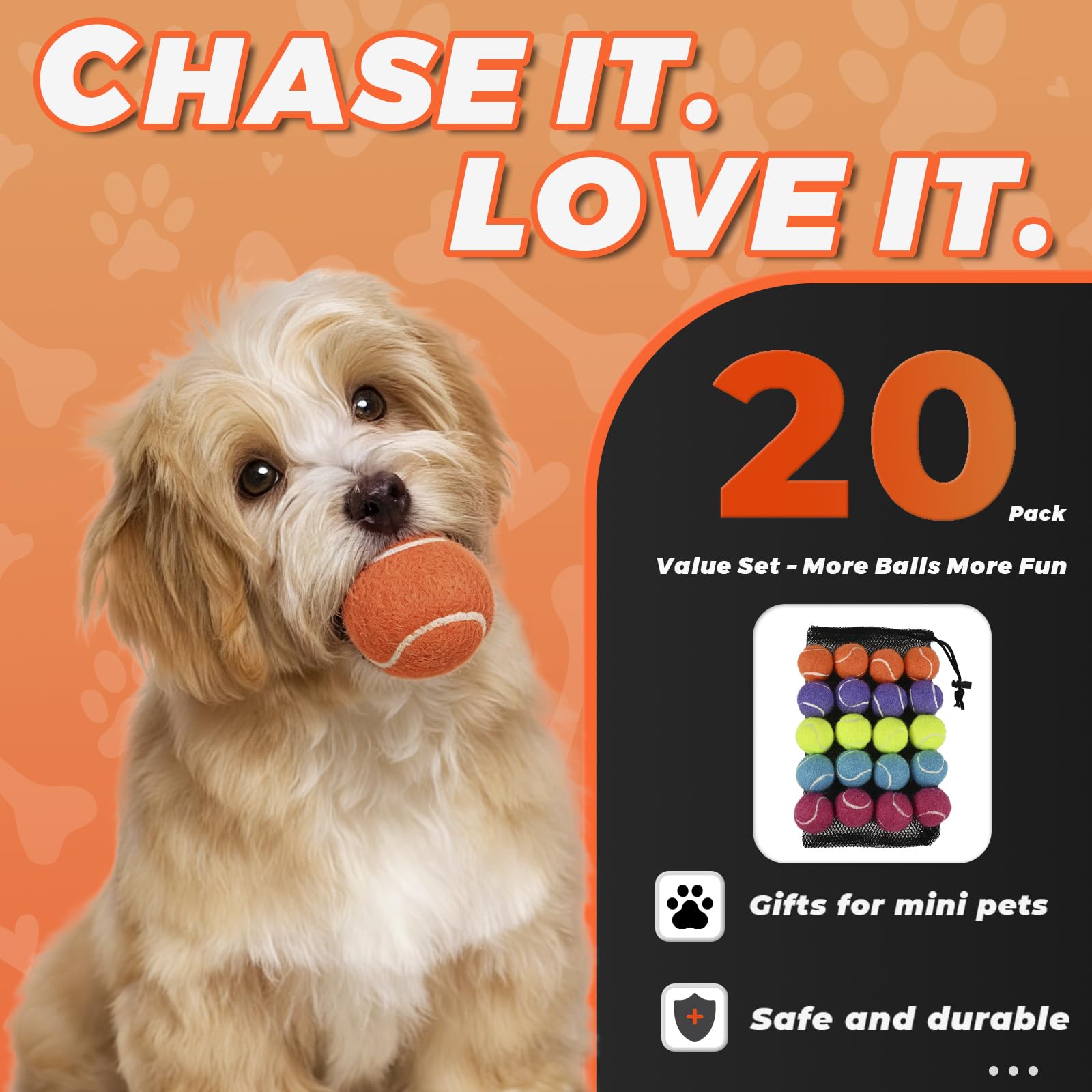 INSUM 1.5-inch mini tennis ball in orange, high visibility for quick finds