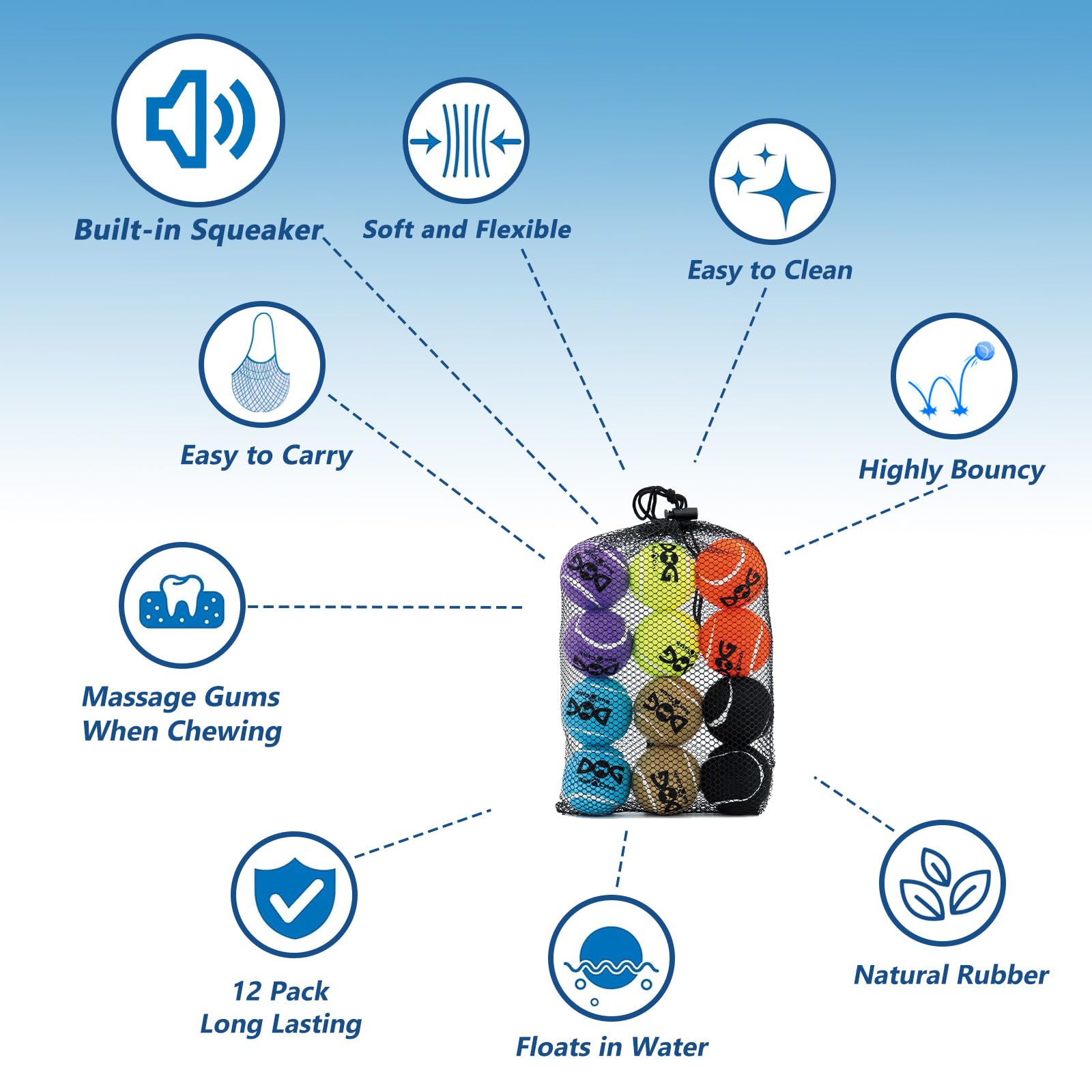INSUM highly visible colors help dogs locate ball quickly during walks.