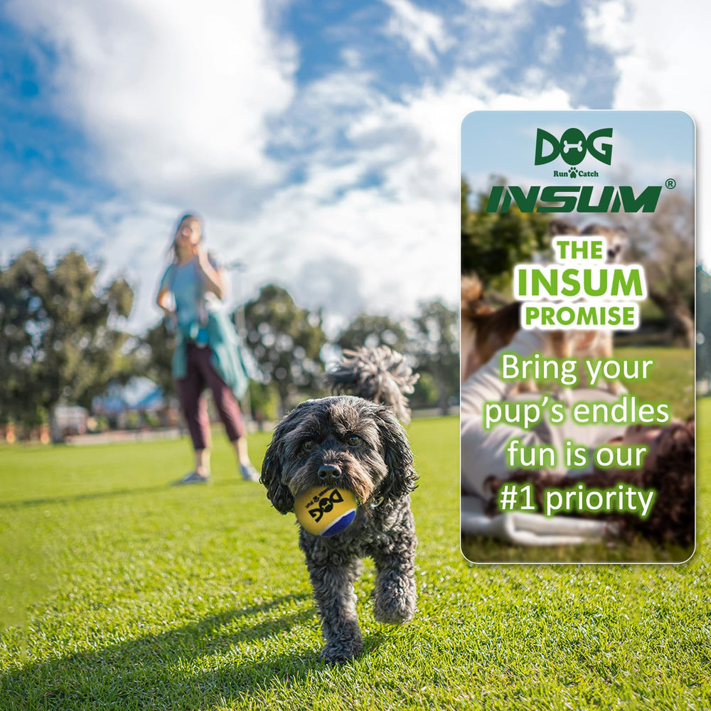 INSUM durable thermoplastic rubber ball, gentle on gums and long lasting.
