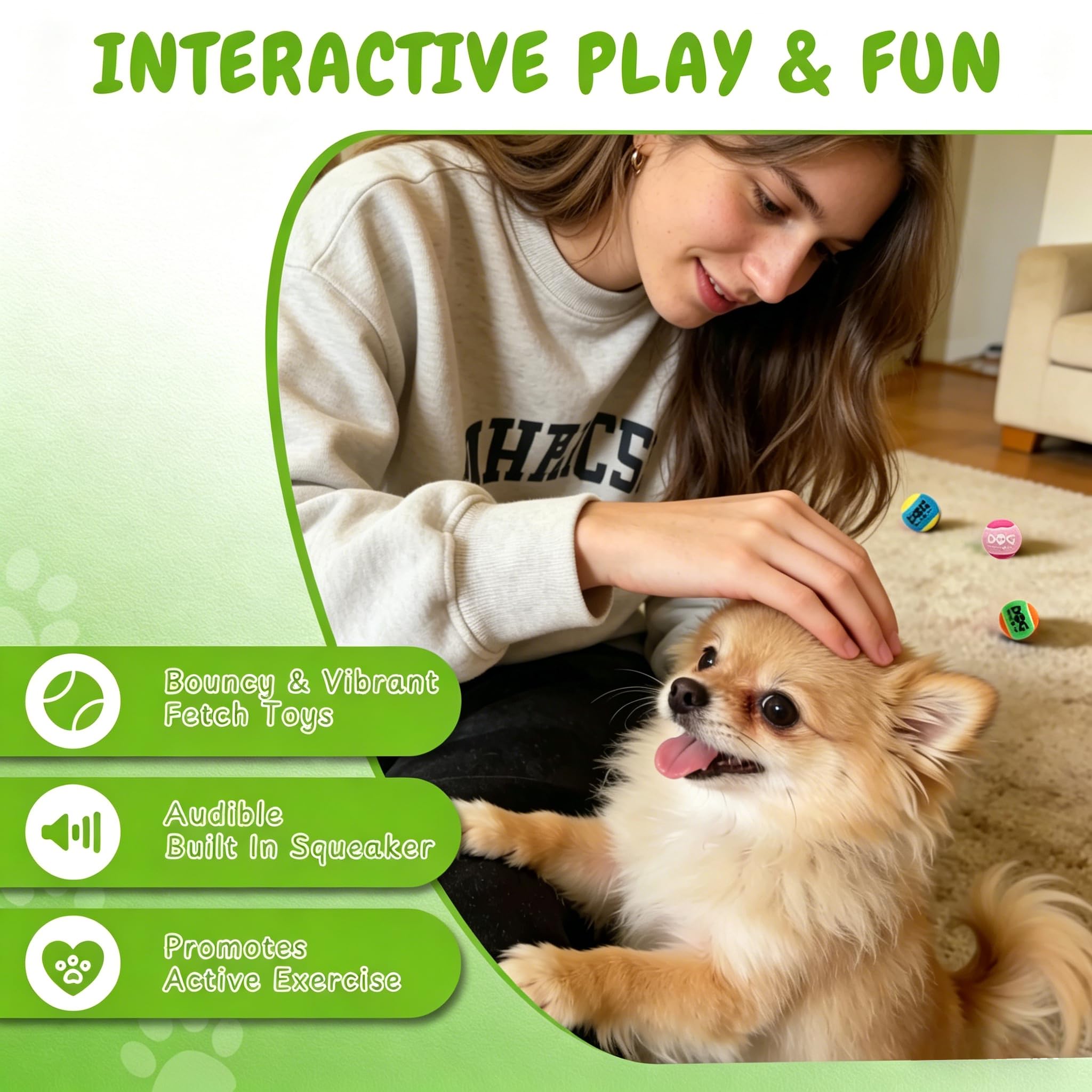 INSUM squeaky ball with built-in squeaker stays securely enclosed during play.