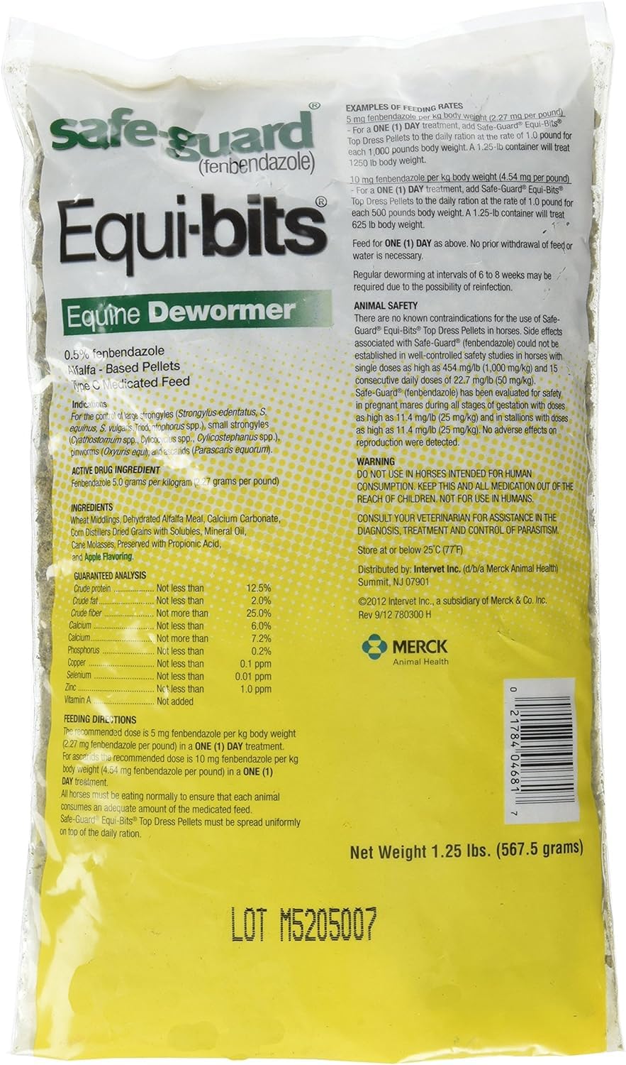 Intervet Safeguard alfalfa-based formula shown as part of horse feed.