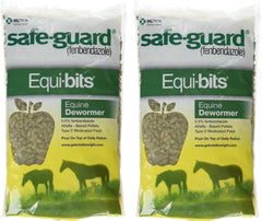 Intervet Safeguard pellets for horses in a two-pack, showcasing convenient feeding.