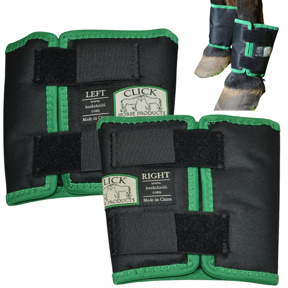 Intrepid Click Horse Fetlock Shield front view protects fetlocks during rest and activity.