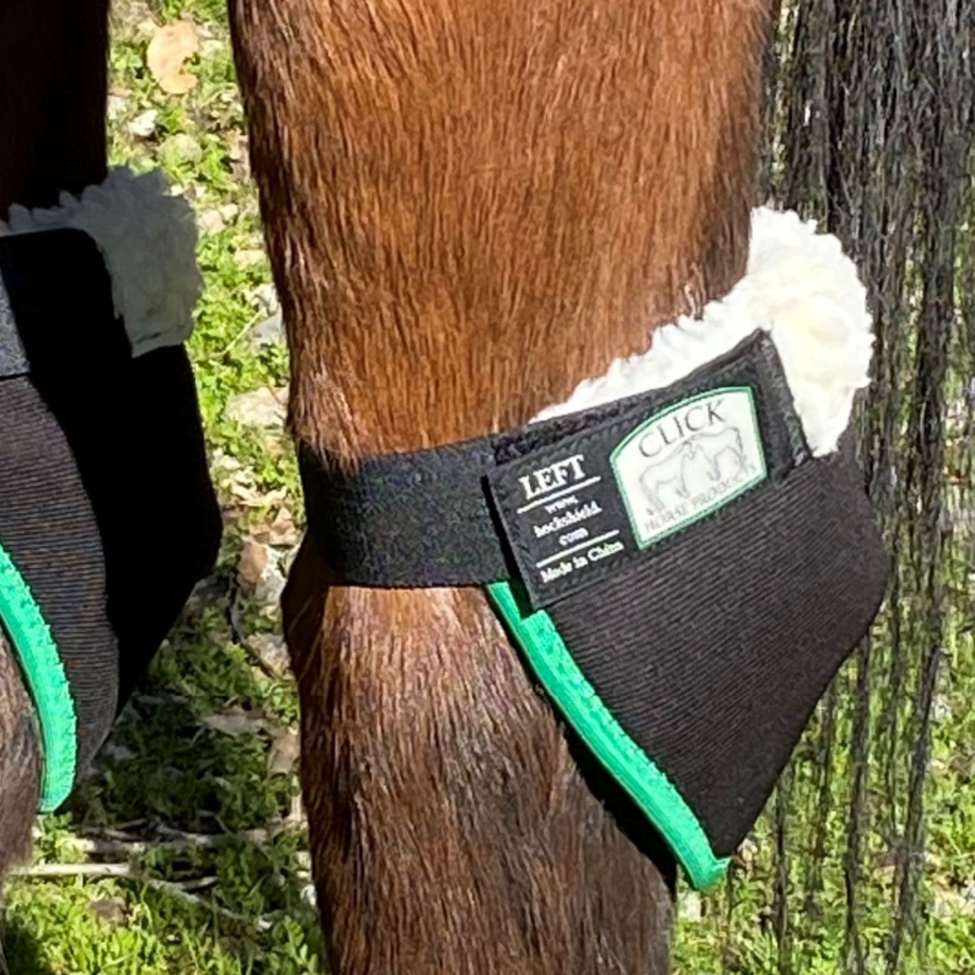 Intrepid Click Horse Hock Shield packaging display highlighting durable design.