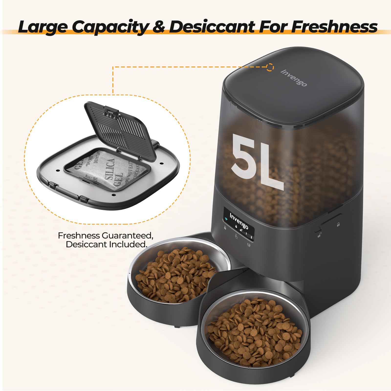 Invengo 5L capacity dual bowls ideal for two pets feeding