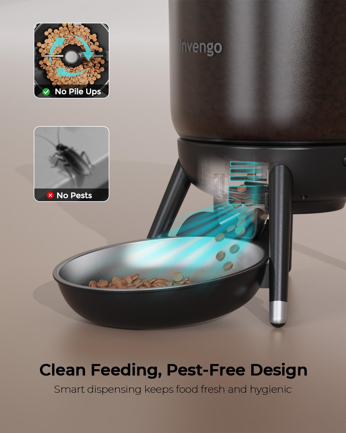 Dual power options USB and batteries ensure uninterrupted feeding.