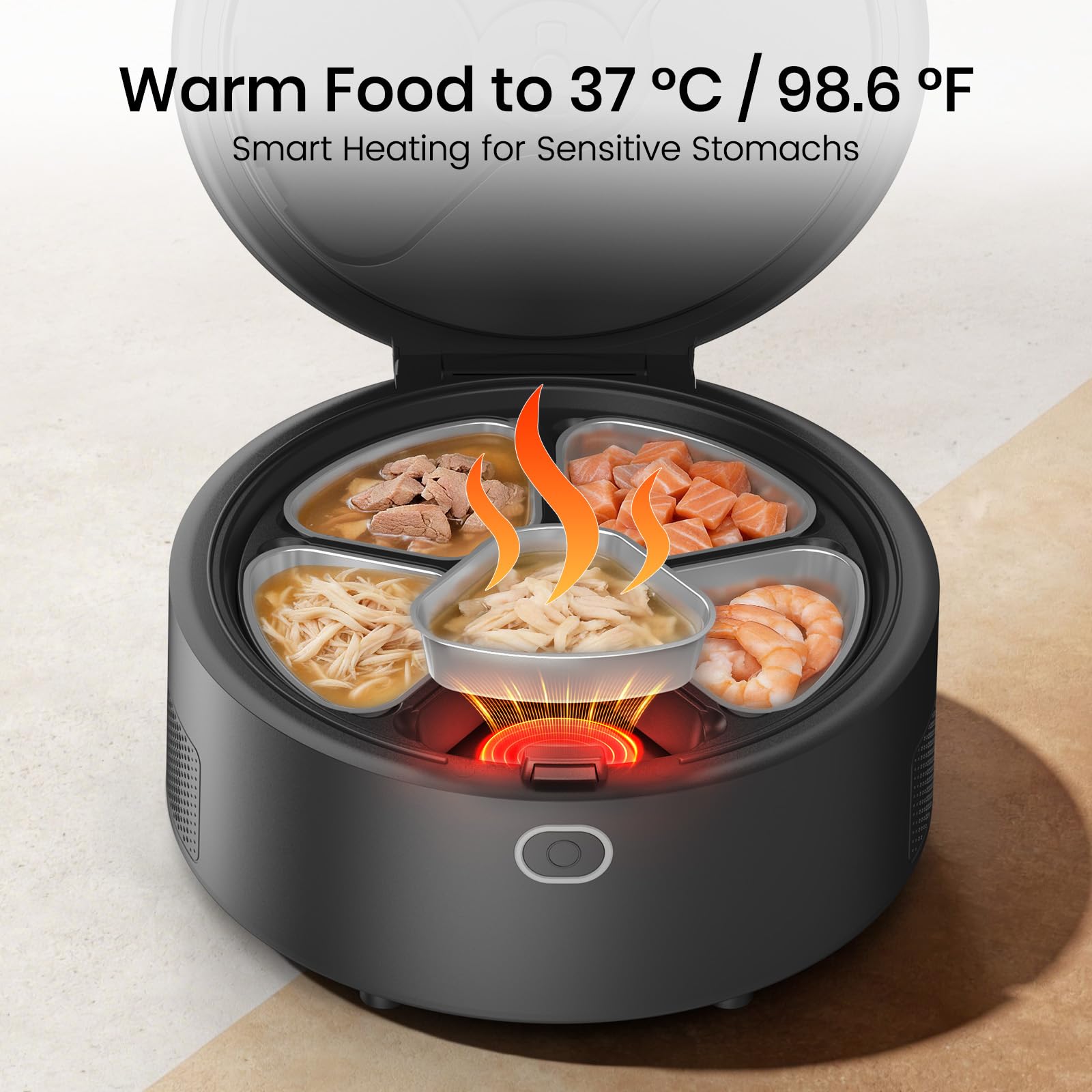 Dual cooling system keeps wet food fresh without frequent refrigeration.