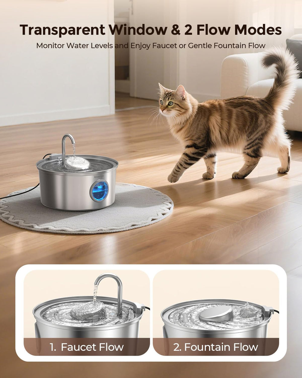 Invengo whisper-quiet design delivers near-silent operation for sensitive pets.