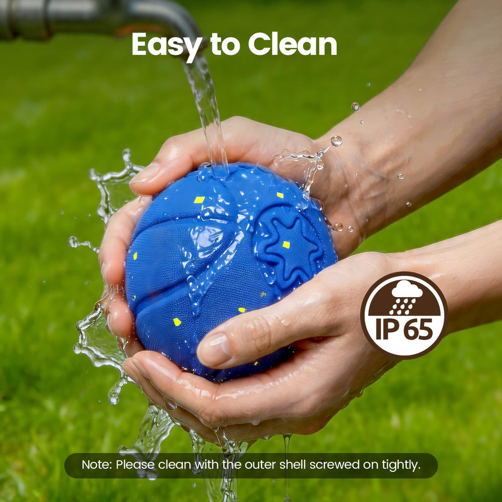 Invengo easy-clean blue ball, simple wipe or rinse after play.