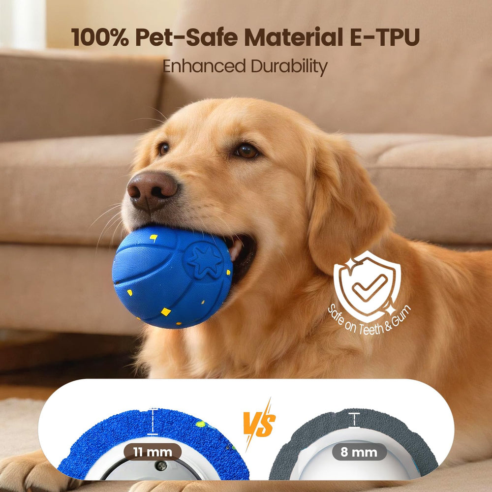 Invengo E-TPU material ball, blue, soft yet durable for safe chewing.