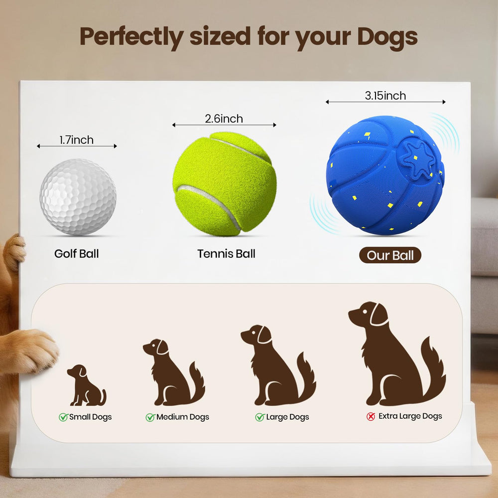Invengo medium-dog sized ball, 3.15 inches, designed for medium breeds in blue.