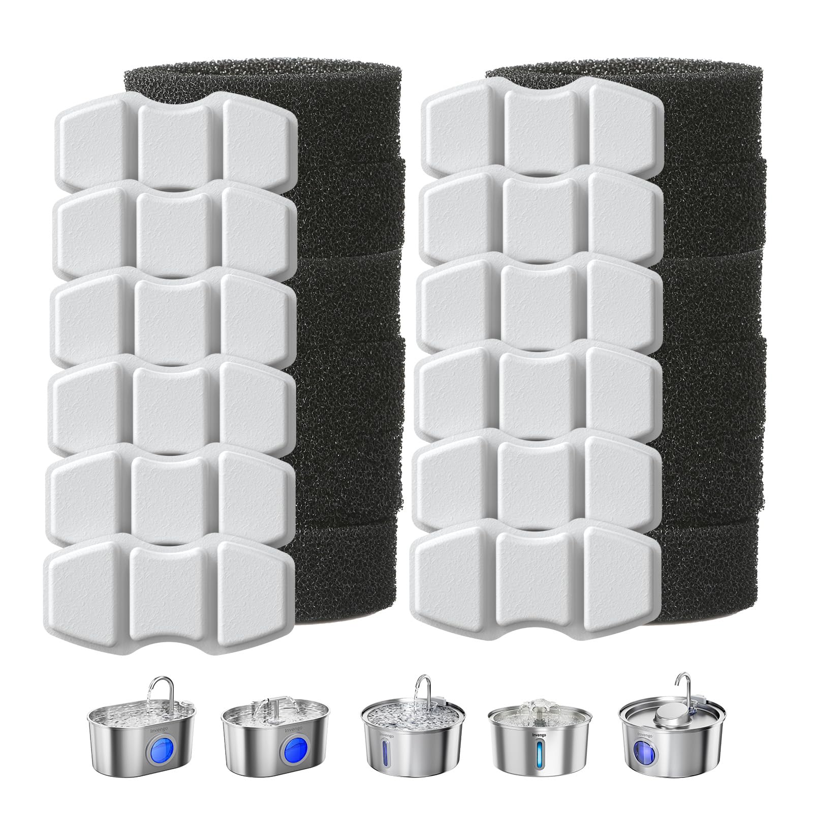 Invengo MeowFlow carbon filters 12-pack for fresher, cleaner-tasting water