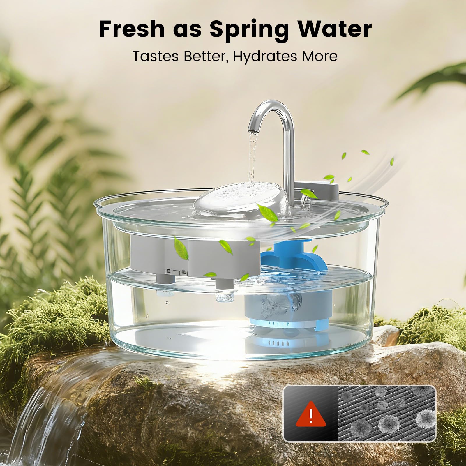 Invengo MeowFlow easy-maintenance shot suggests quick rinse and tool-free replacement.