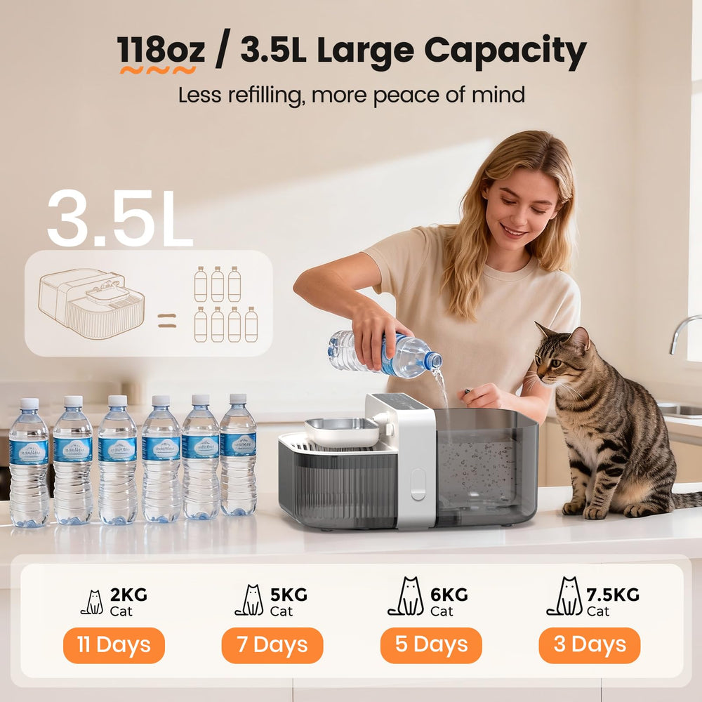 Invengo No-Filter Wireless Cat Water Fountain three-level water settings for easy access