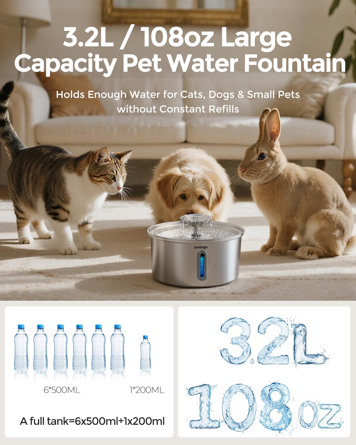 Invengo ultra-quiet pump runs under 25dB for peaceful rooms.