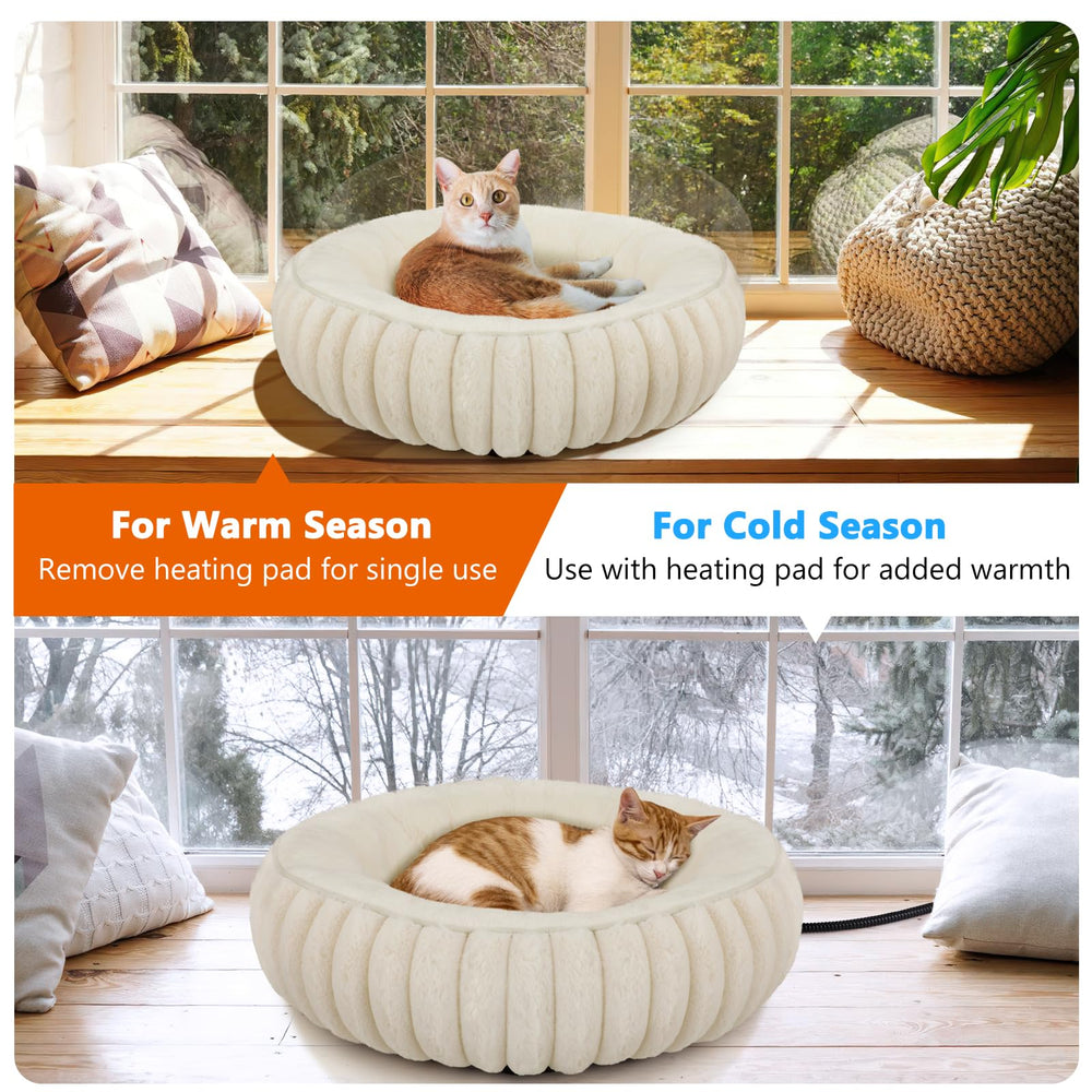 INVENHO all-season donut bed with removable heater for warmer months