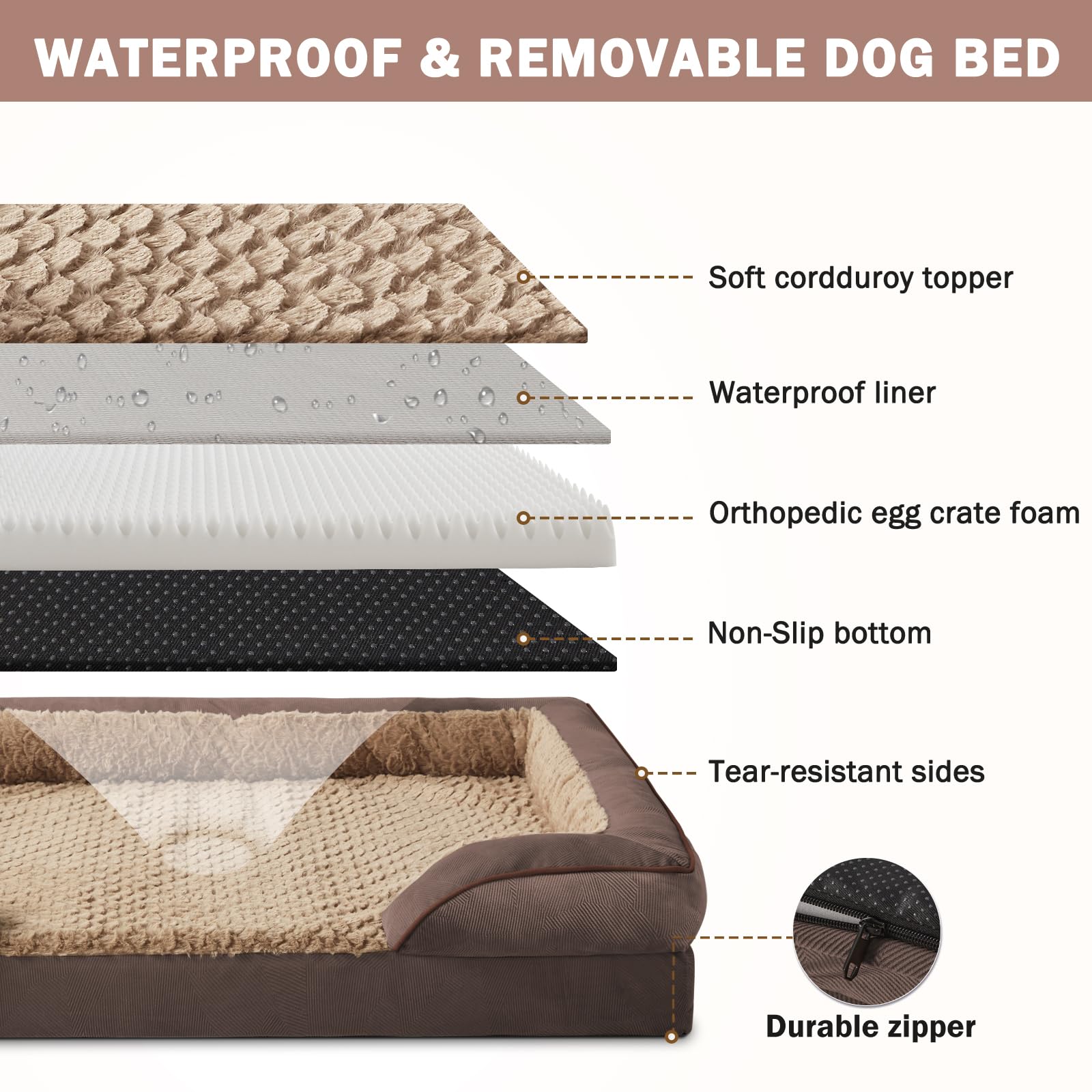 INVENHO bed features 4-sided bolster for neck and back support.