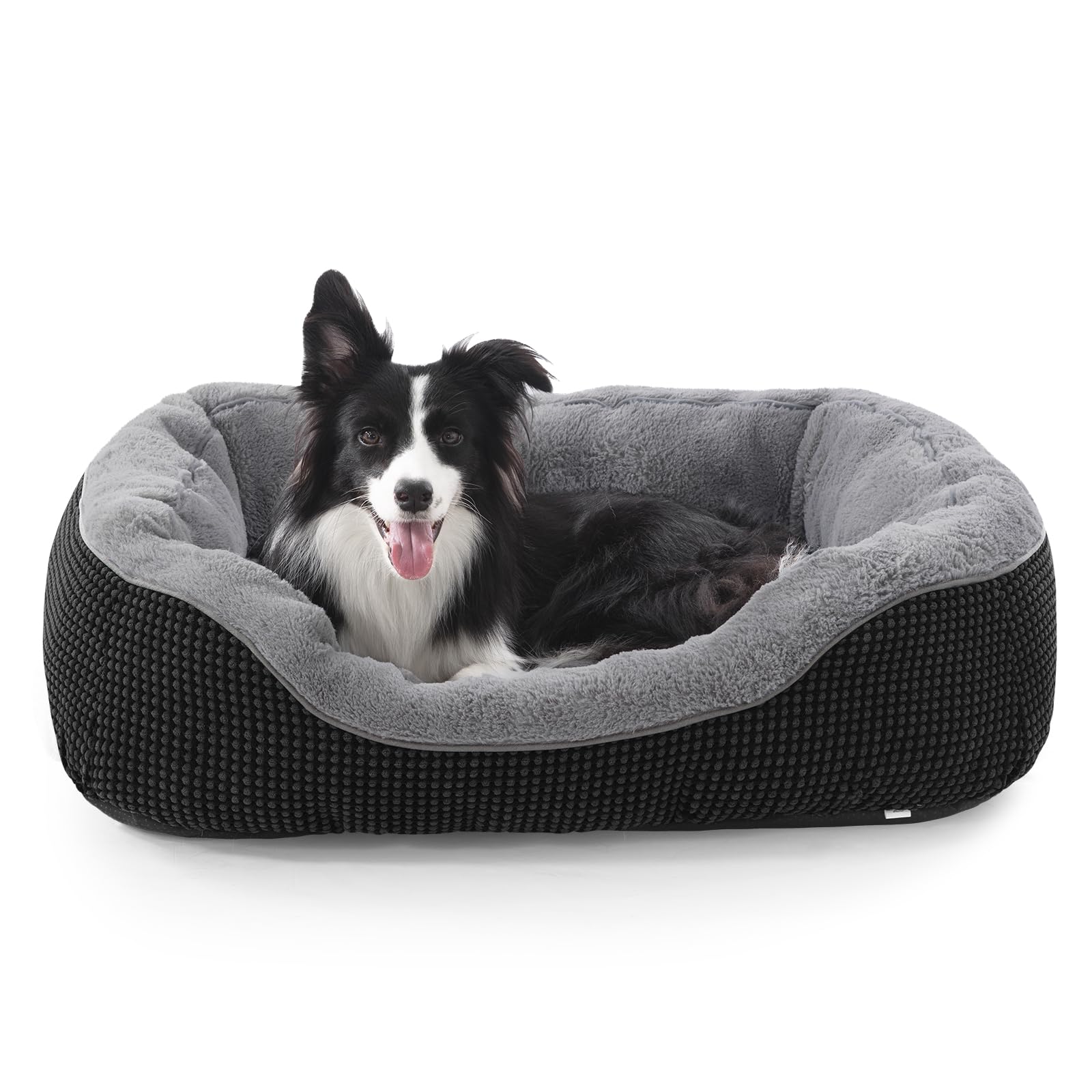 INVENHO dog bed medium outer view with raised side bolsters for secure lounging.