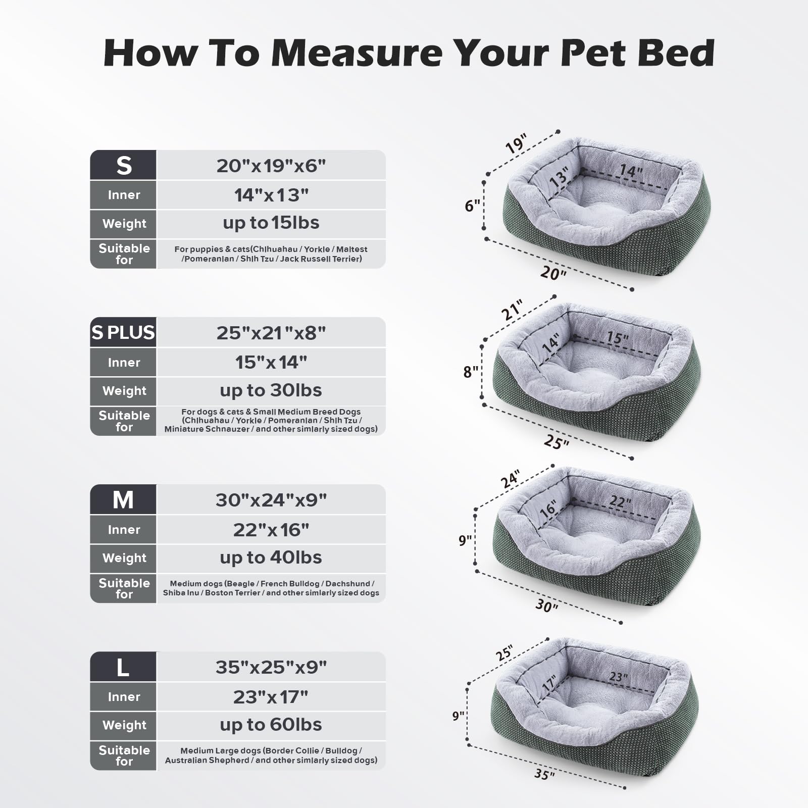 INVENHO dog bed medium top view shows the roomy sleeping area