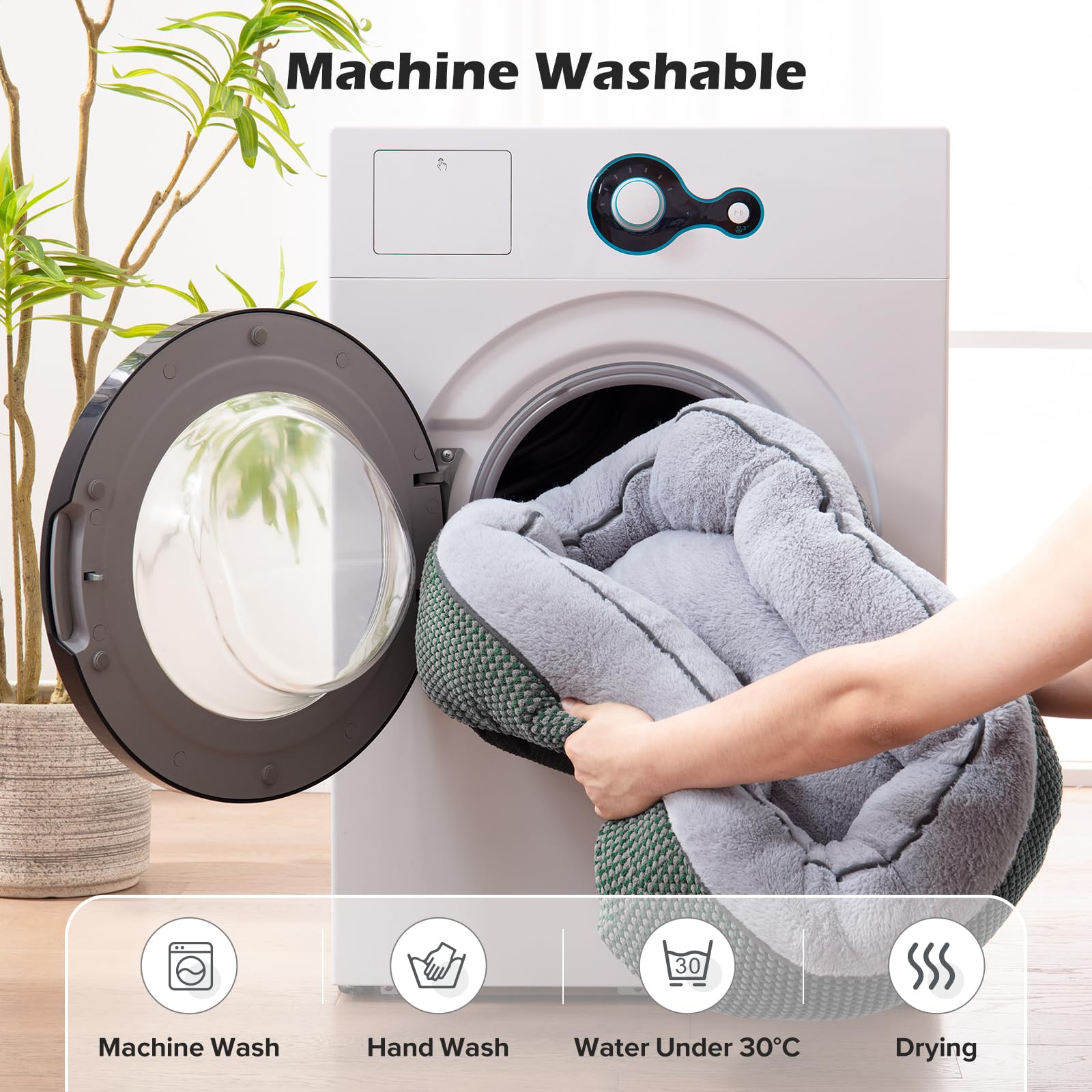 INVENHO dog bed medium washable fabric for easy cleaning