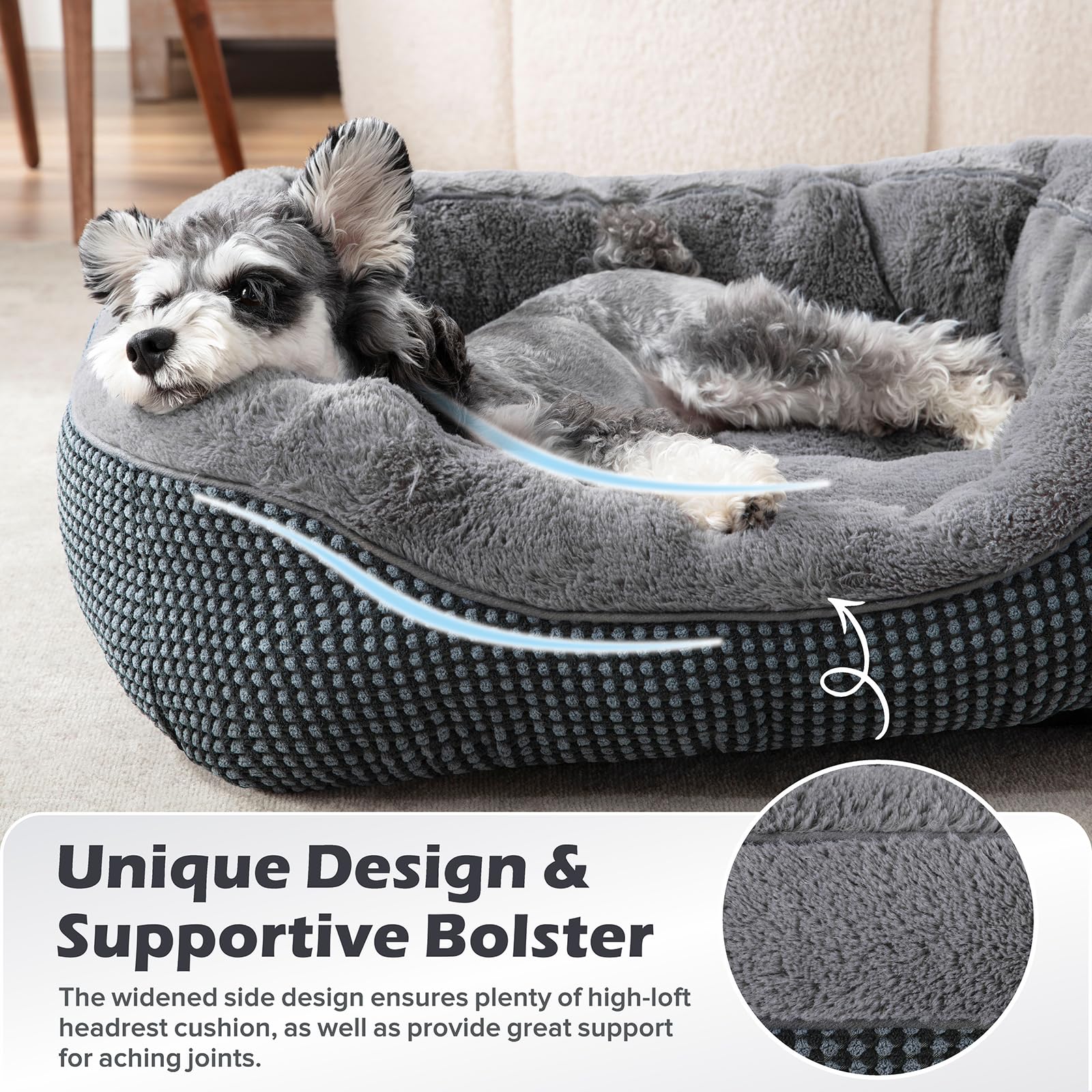 INVENHO dog bed ultra-soft plush surface for a calming, cozy retreat