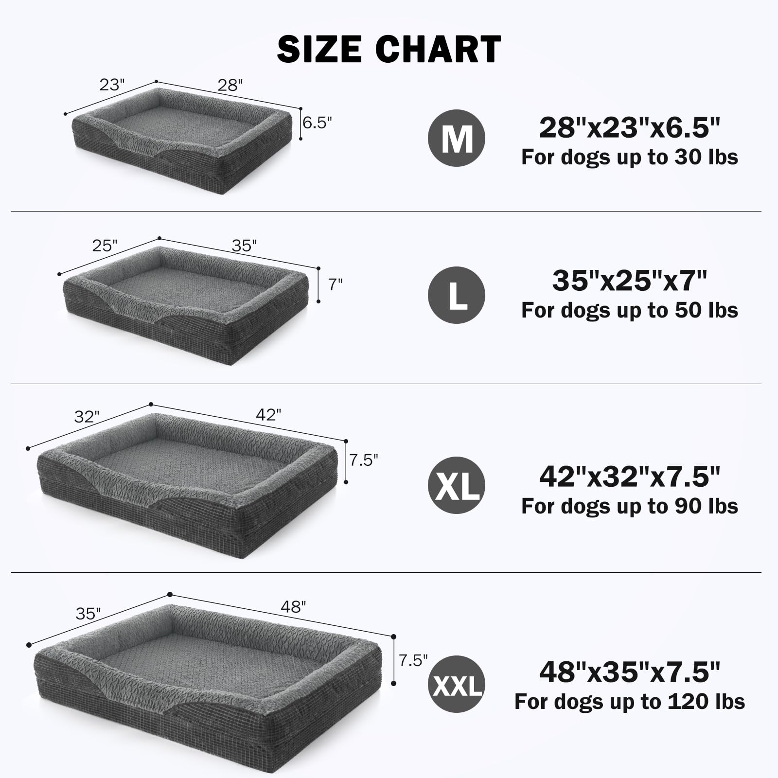 INVENHO XXL bed size suitable for dogs up to 120 lbs.