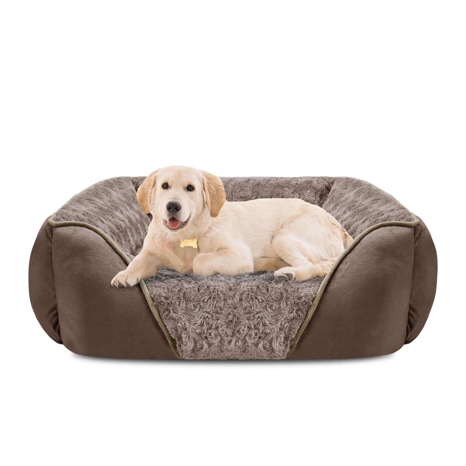 INVENHO large dog bed with raised edge offering neck and head support for restful sleep
