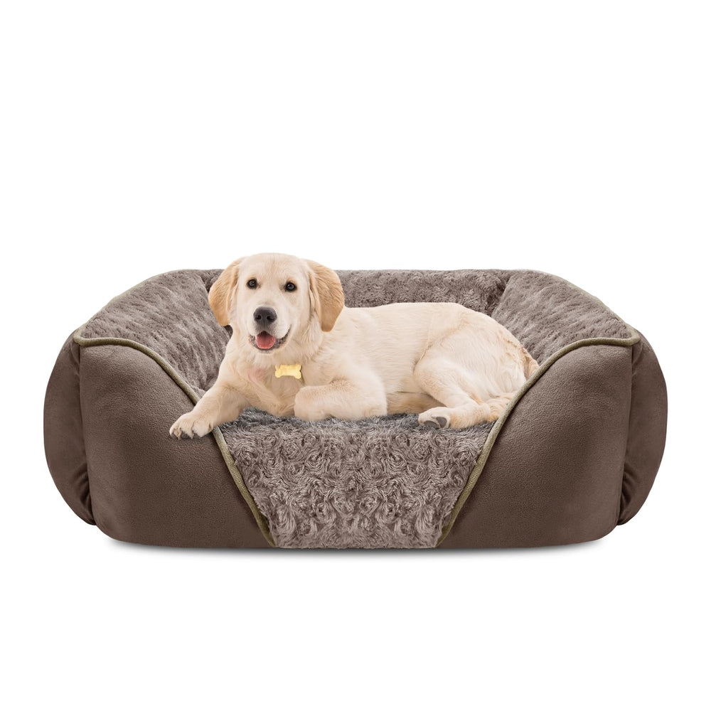 INVENHO large dog bed with raised edge offering neck and head support for restful sleep