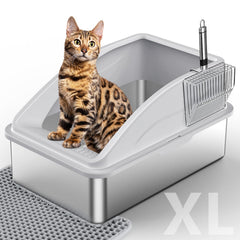 INVENHO lidded stainless steel litter box keeps mess contained and easy to close