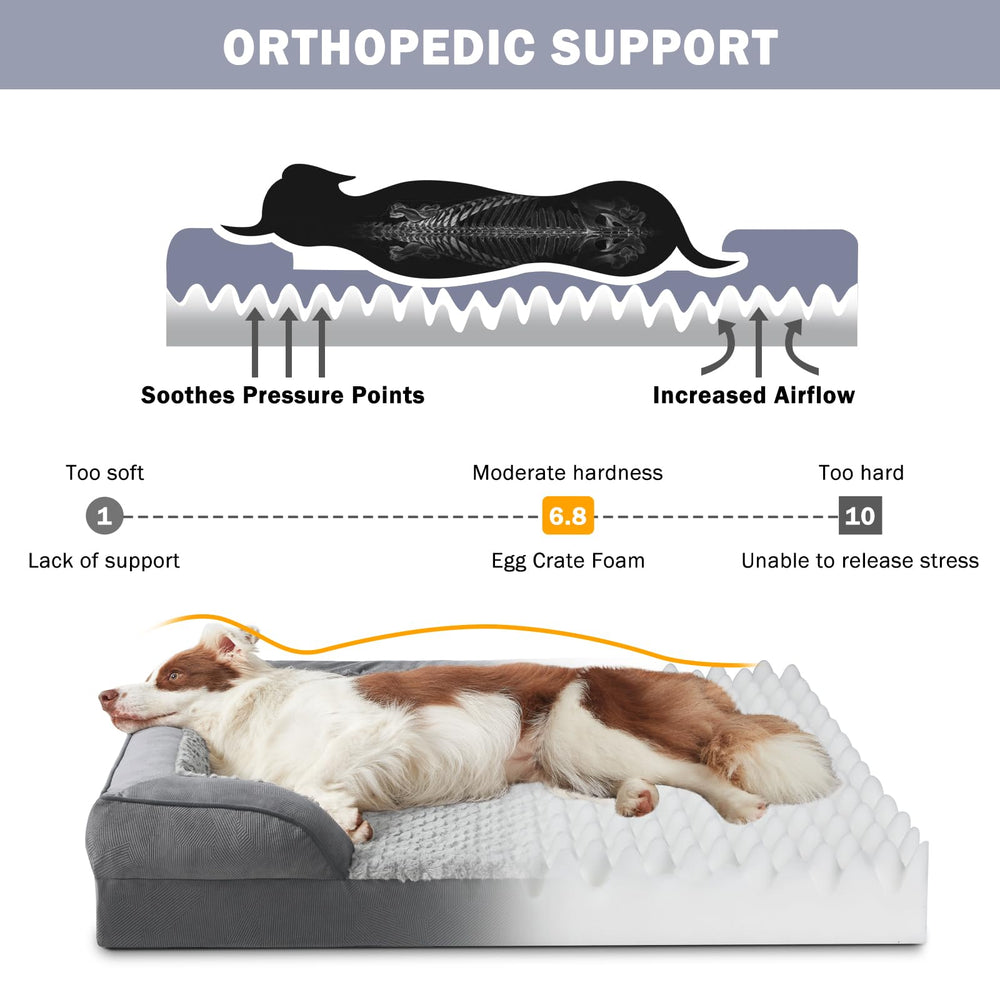 INVENHO orthopedic bed egg-crate foam close-up showing support.