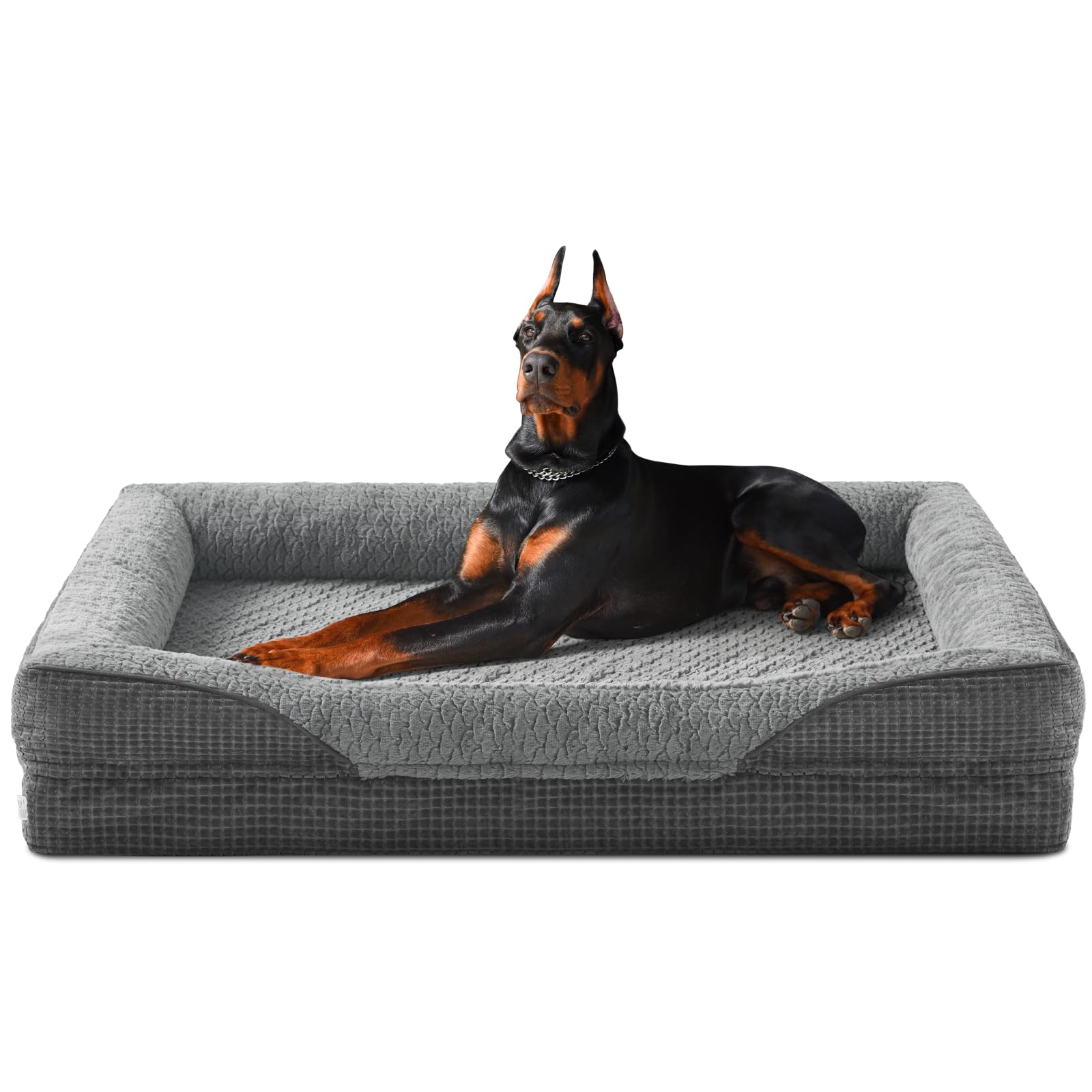 INVENHO orthopedic XXL dog bed with egg-crate foam for joint support and comfort.