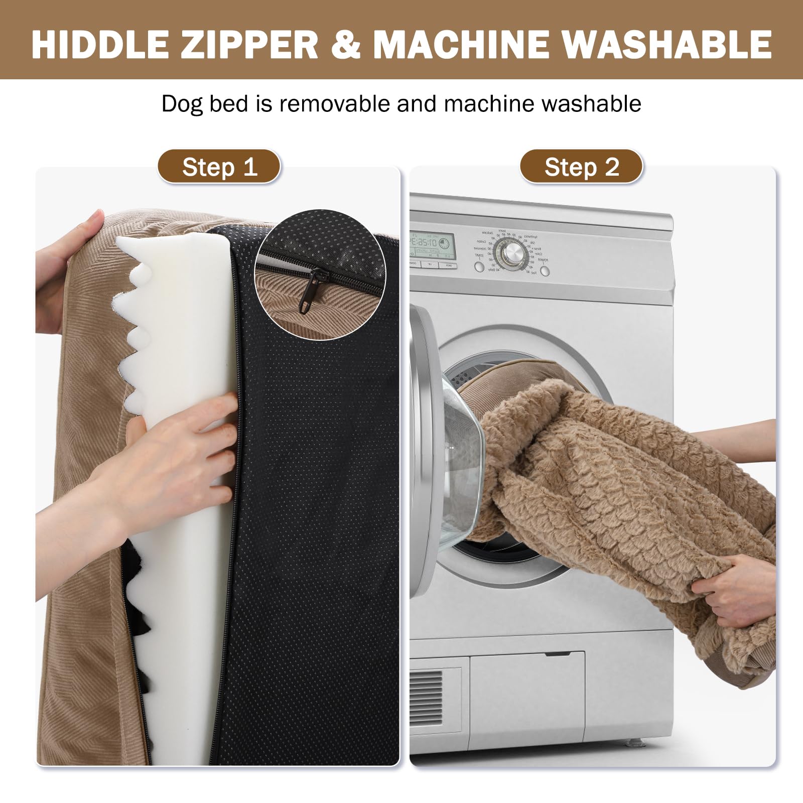 INVENHO removable cover with zipper for quick machine washing.