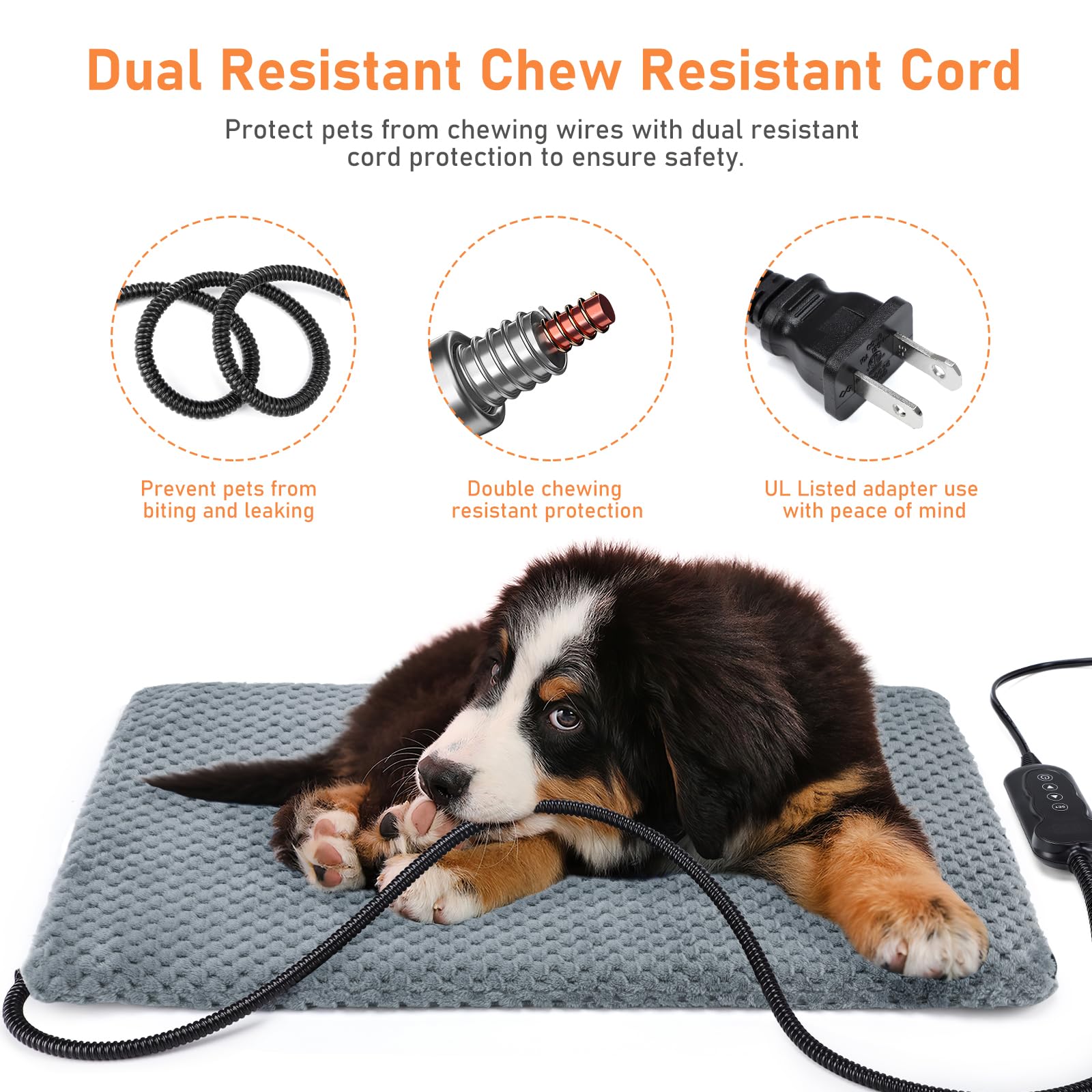 INVENHO heating pad safety wire cover prevents chewing and protects pets.