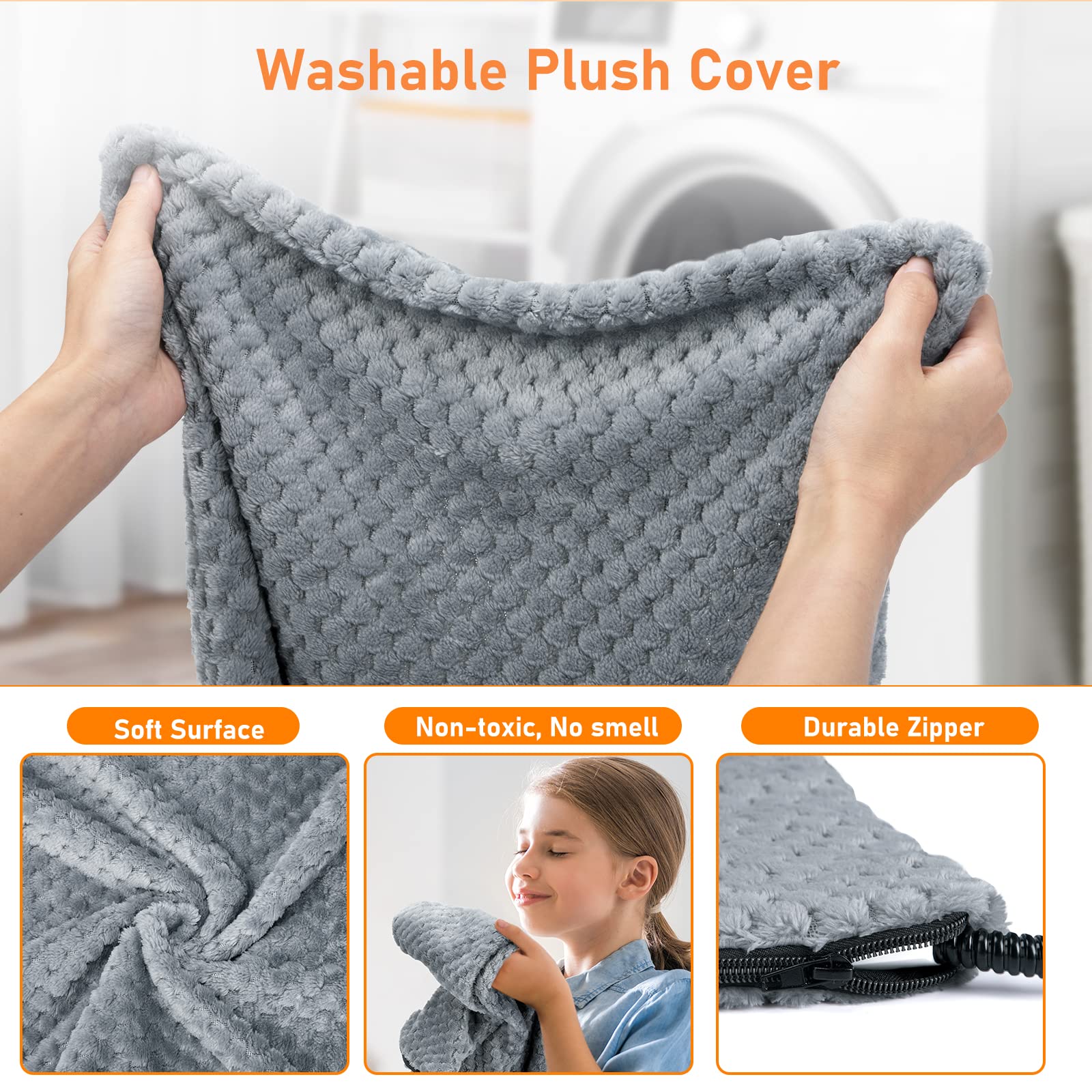 INVENHO removable Flannel cover is soft and machine washable for quick care.