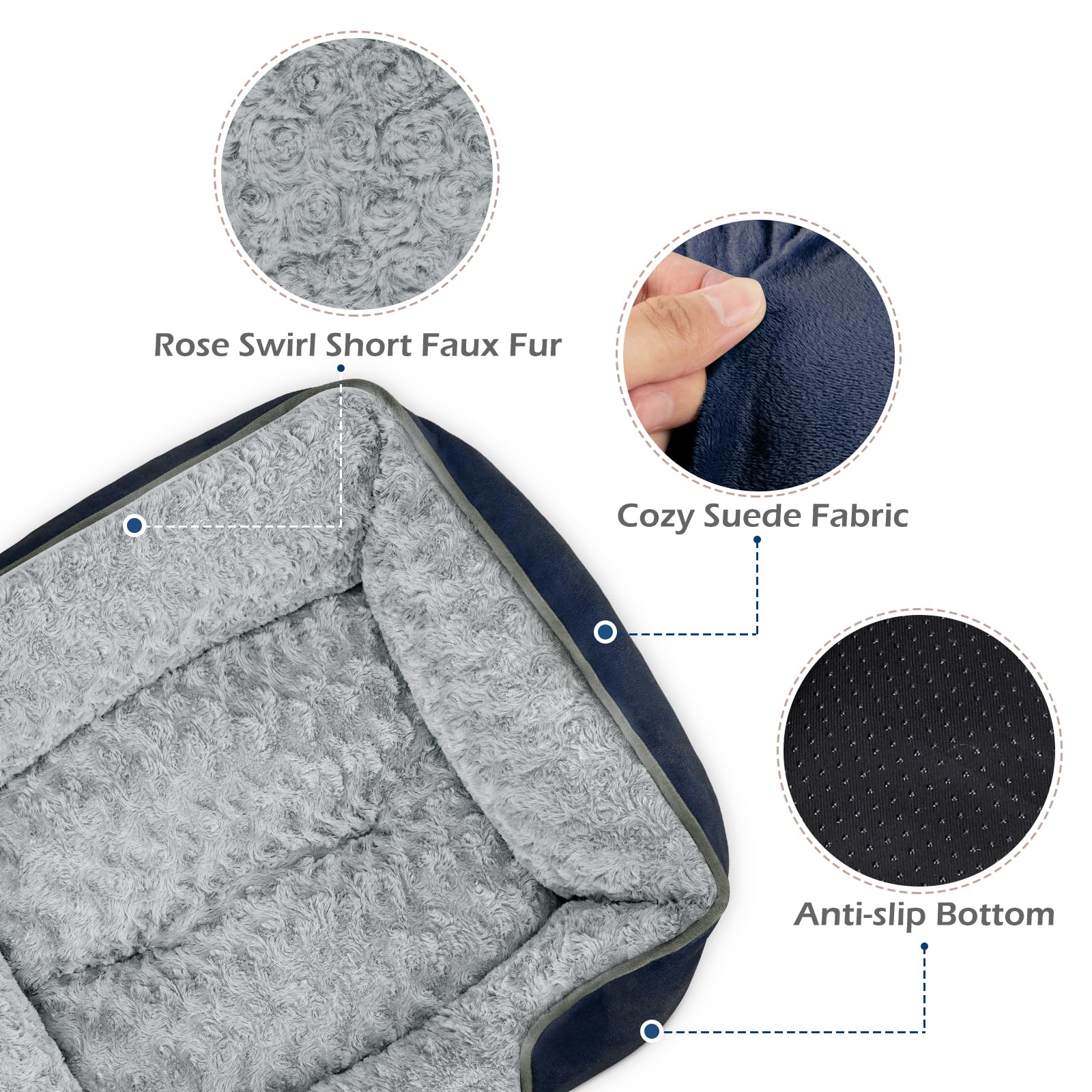 INVENHO small dog bed-anti-slip-bottom stays put on smooth floors.