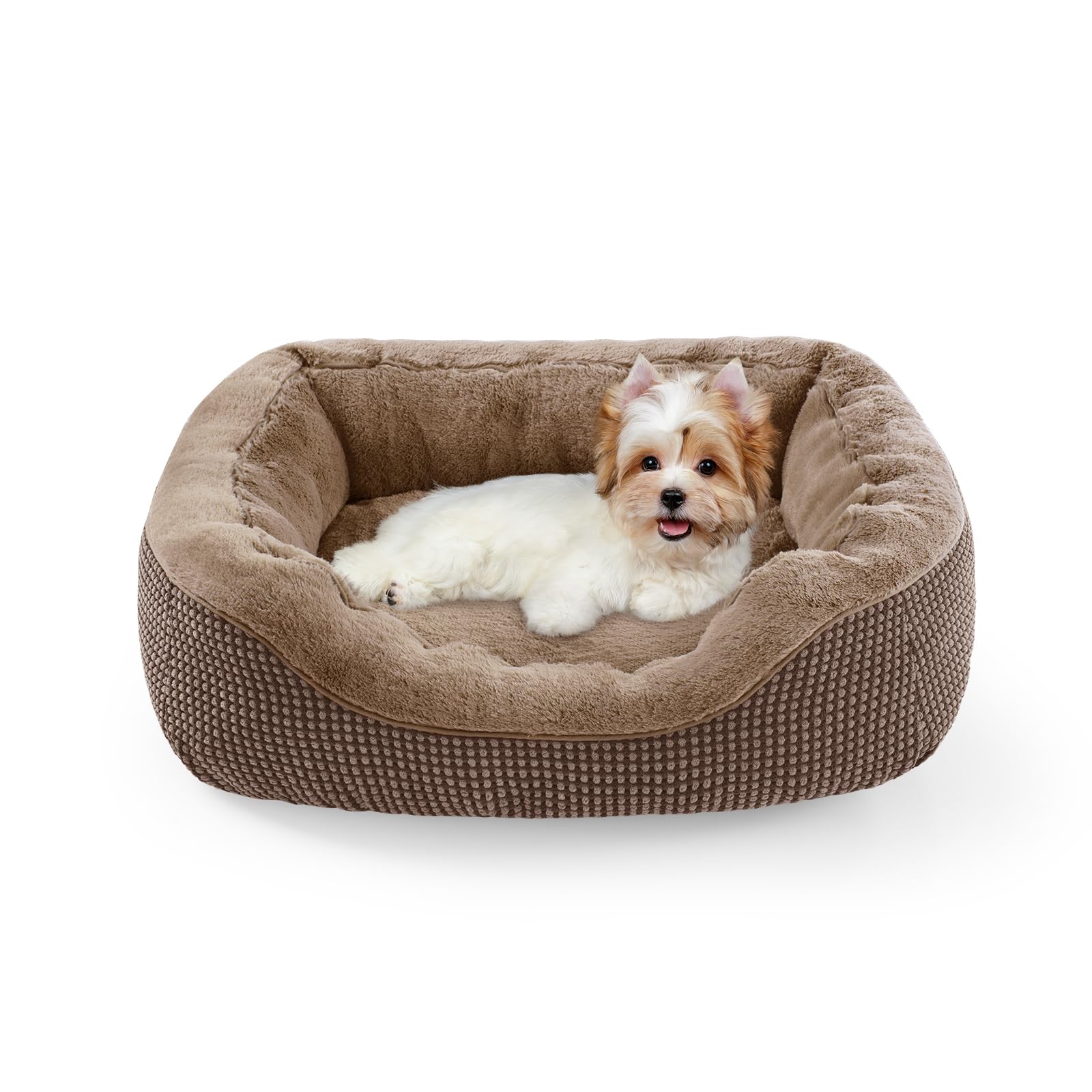 INVENHO orthopedic small dog bed side view shows raised edges for security and comfort.