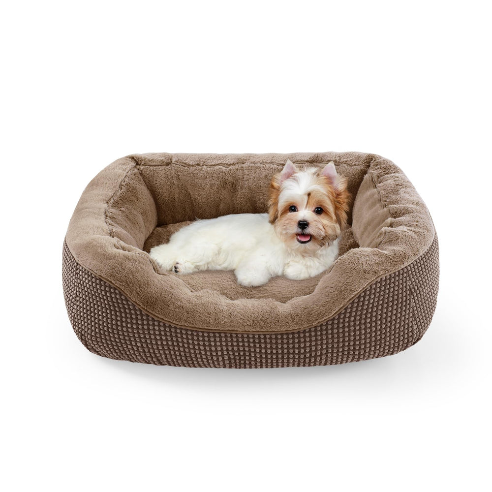INVENHO orthopedic small dog bed side view shows raised edges for security and comfort.