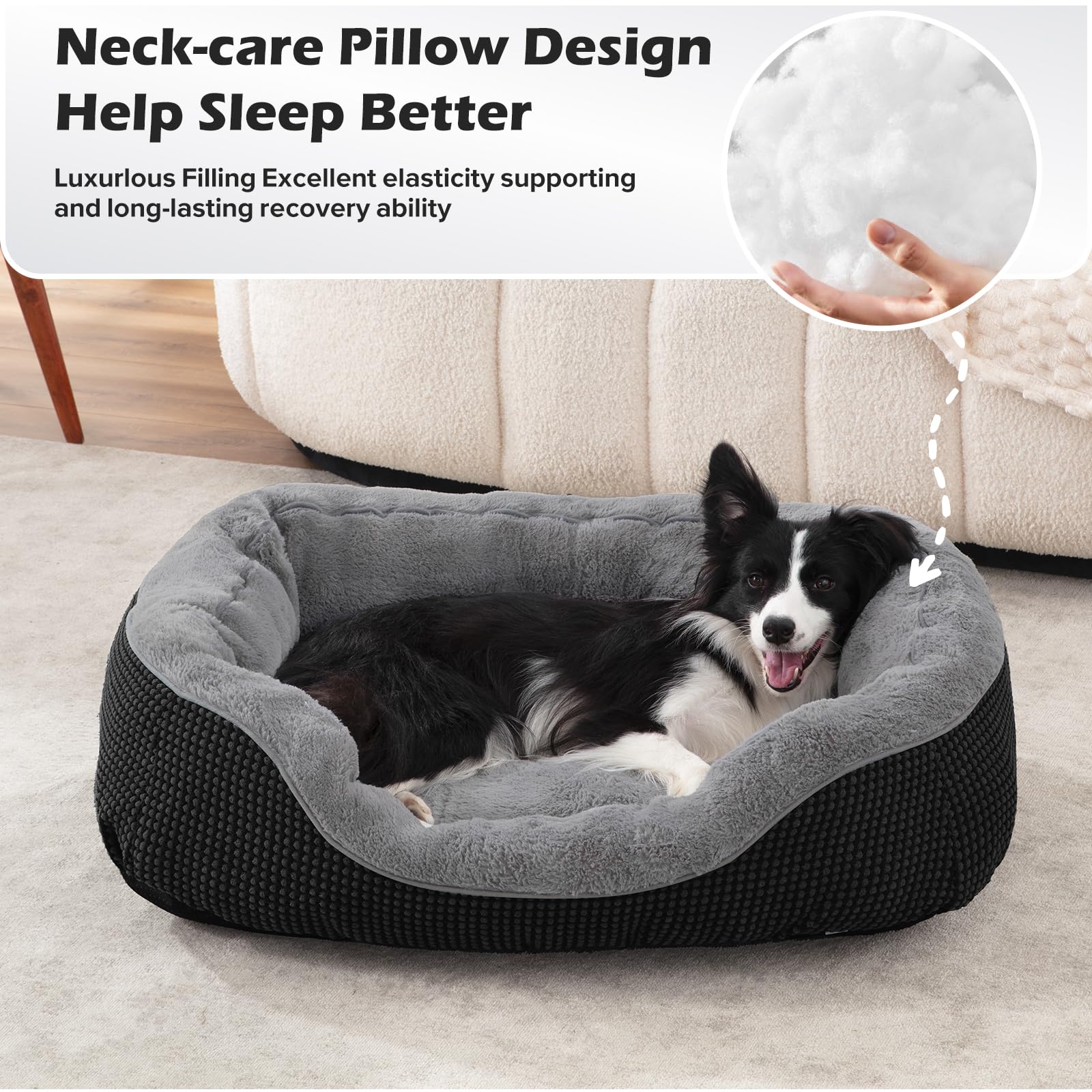 INVENHO small dog bed plush close-up: ultra-soft surface for calming sleep