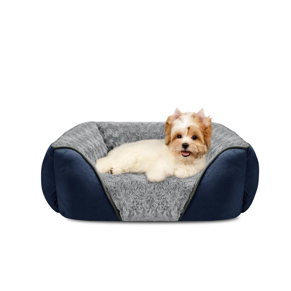 INVENHO small dog bed-rectangle raised-edges provide neck support during naps.