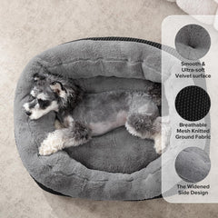 INVENHO small dog bed side view highlights raised bolsters for comfort.