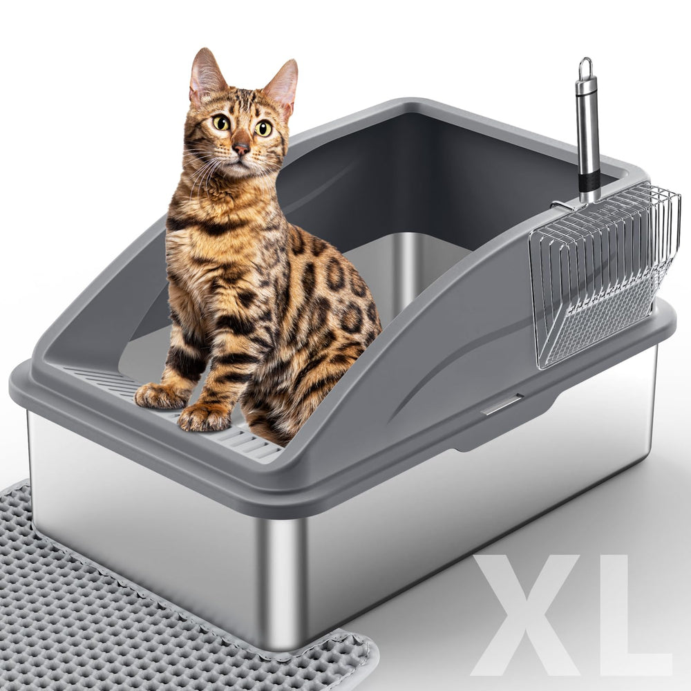 INVENHO stainless steel litter box lid providing privacy and splash protection.