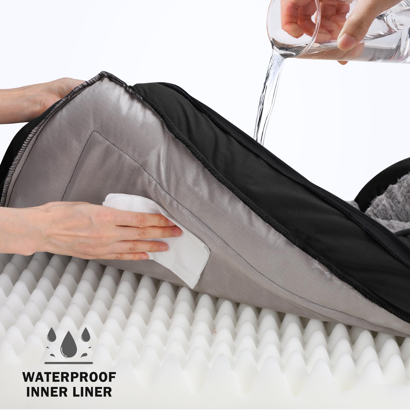 INVENHO XXL egg-crate foam detail showing pressure-point support