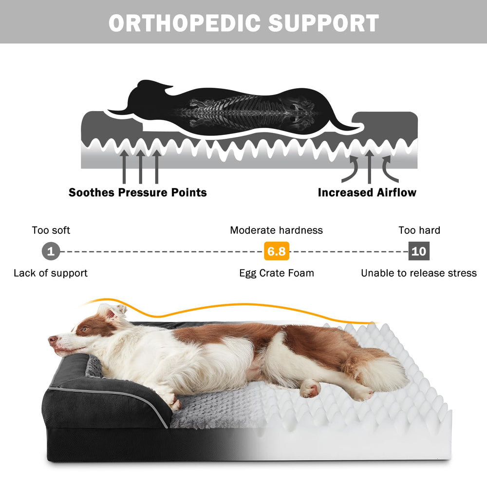 INVENHO XXL orthopedic dog bed side view highlighting secure, cozy lounging for big dogs