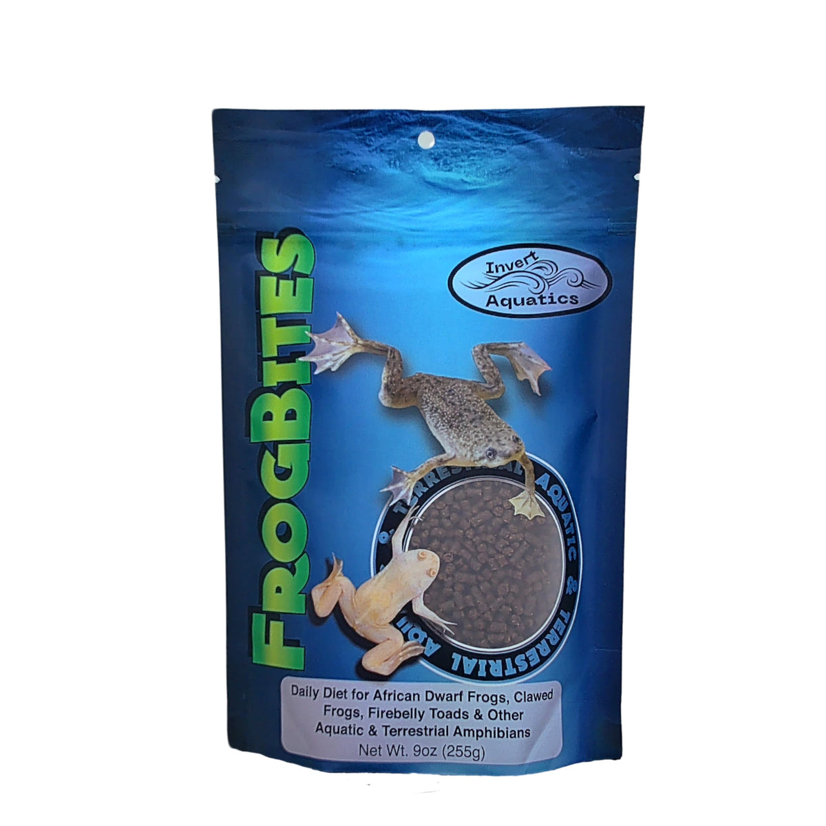 Invert Aquatics Frog Bites moist sinking pellets for frogs and small amphibians