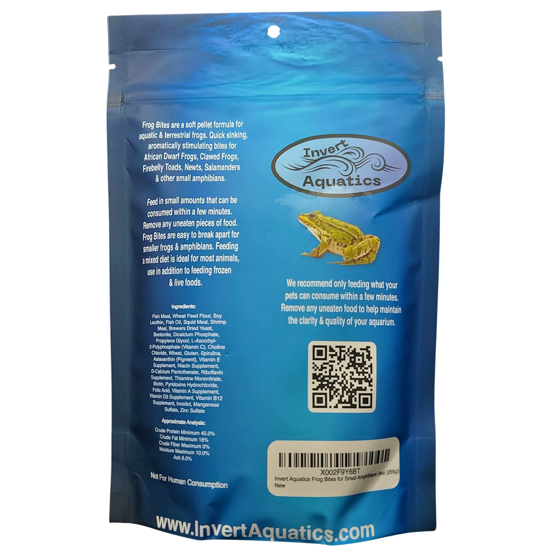Invert Aquatics Frog Bites reliably sinking diet for daily amphibian nutrition