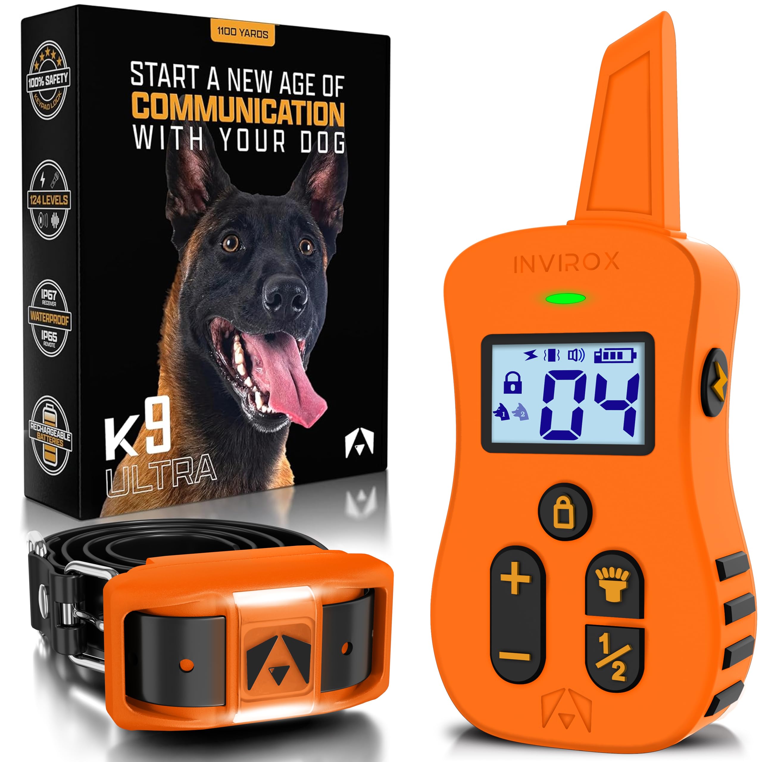 INVIROX dog shock collar remote enables precise training with a long-range signal