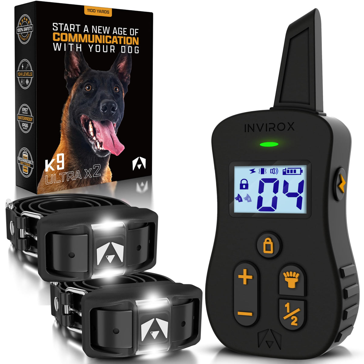 INVIROX Ultra K9 collar remote for precise training with long-range reach.