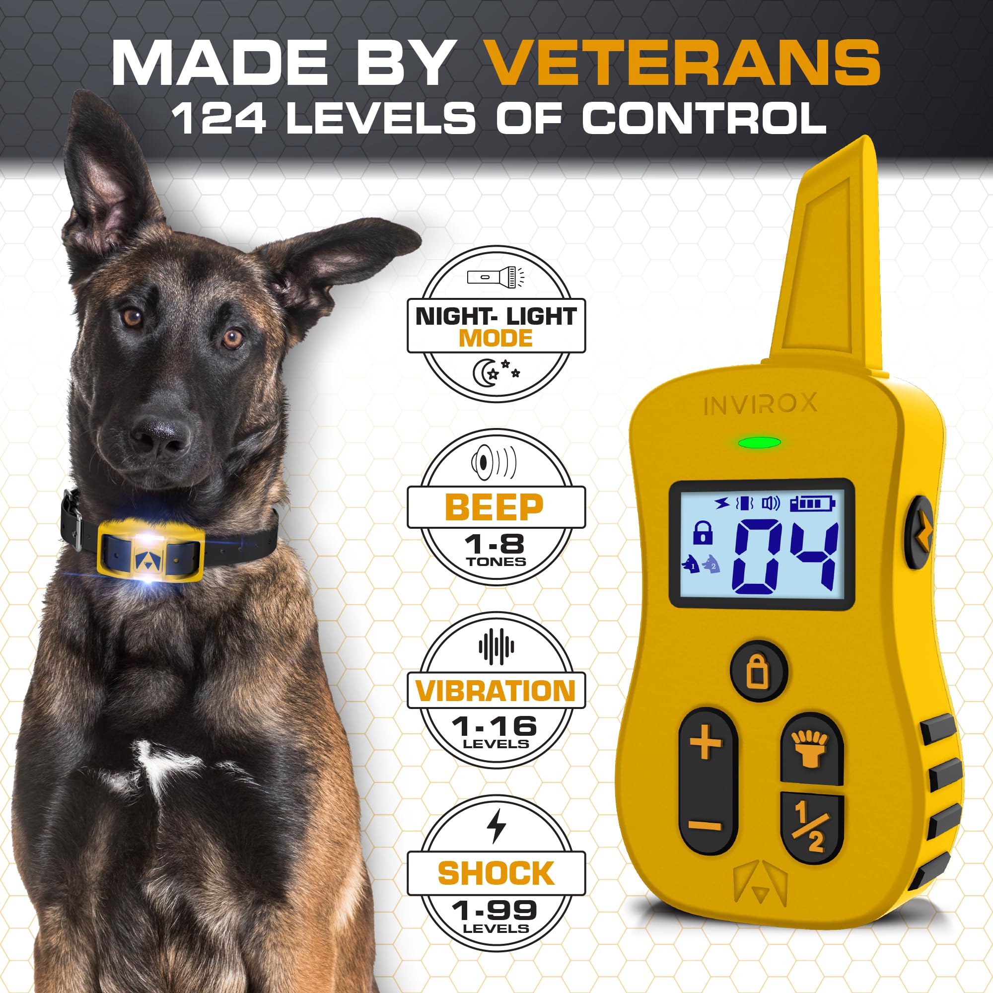 INVIROX Ultra K9 remote control with 124 levels for precise dog training