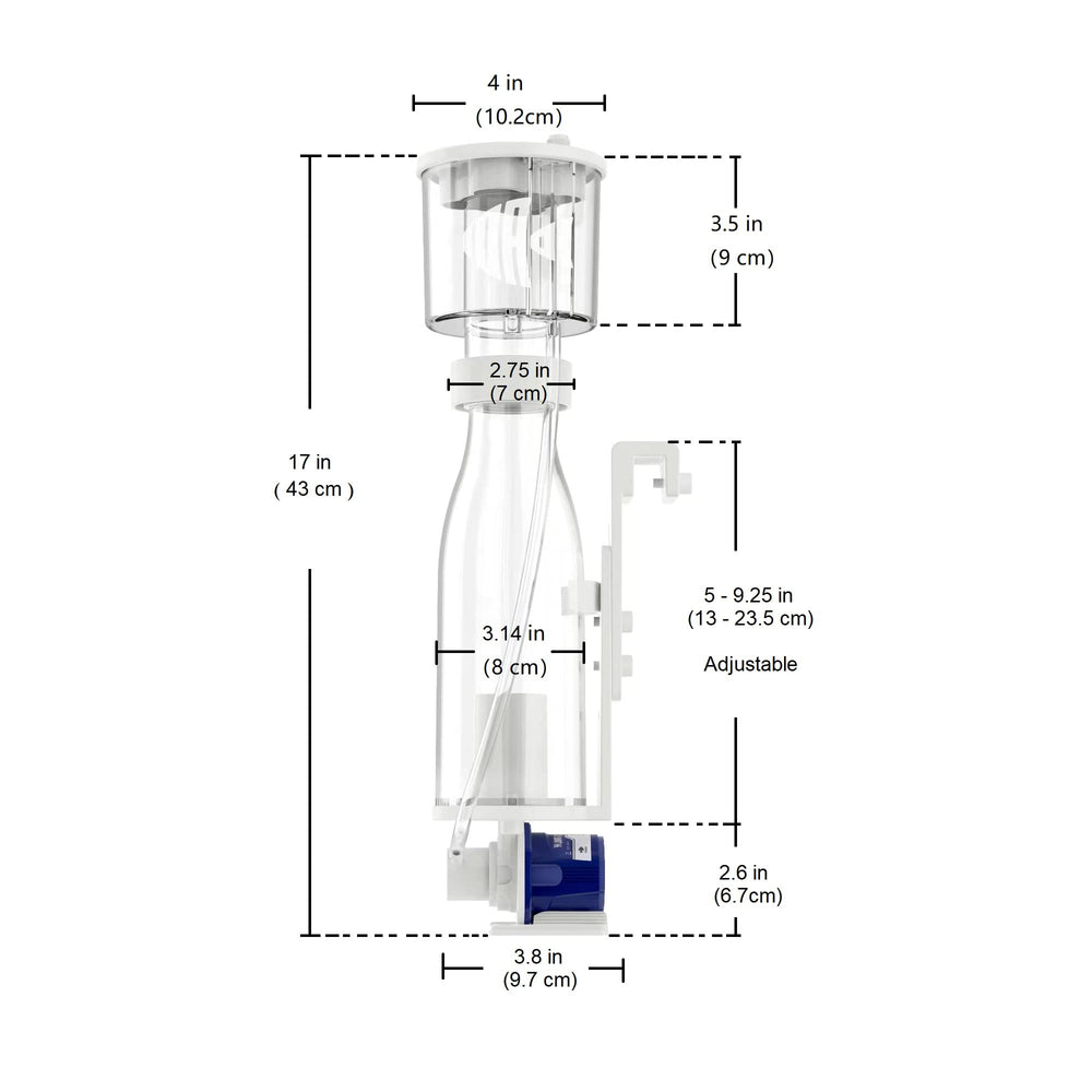 IOAOI Hang-On Skimmer side detail shows accessible maintenance for busy reef tanks